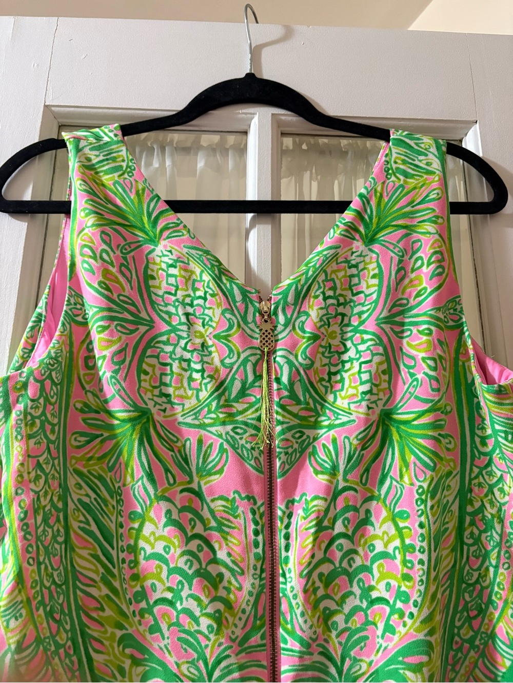 Lilly Pulitzer Hot Pink Romper with Bright Green Print - Picture 9 of 13